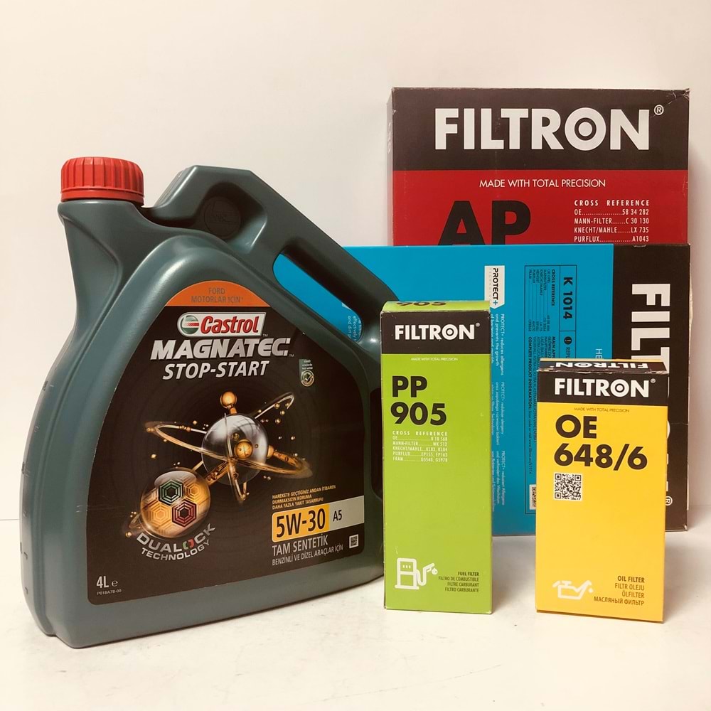 OPEL Astra H 1.6 2004 - 2014 Arası Benzin Bakım Set Castrol 5W30 Yağ Filtron Filtre