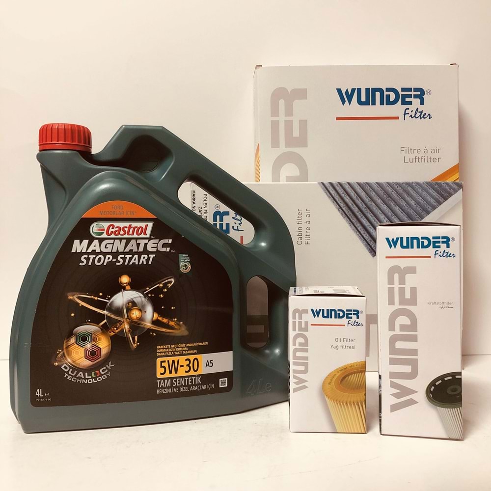 OPEL Astra H 1.6 2004 - 2014 Arası Benzin Bakım Set Castrol 5W30 Yağ Wunder Filtre