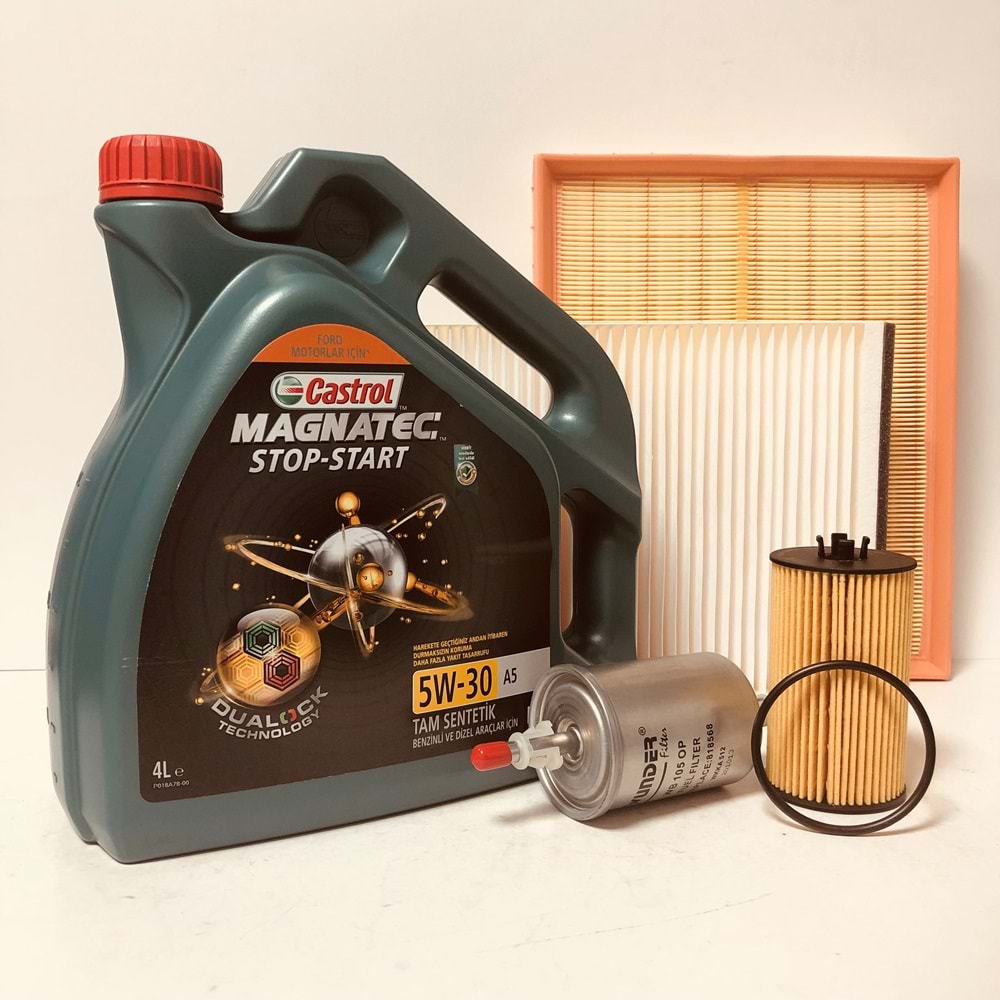 OPEL Astra H 1.6 2004 - 2014 Arası Benzin Bakım Set Castrol 5W30 Yağ Wunder Filtre