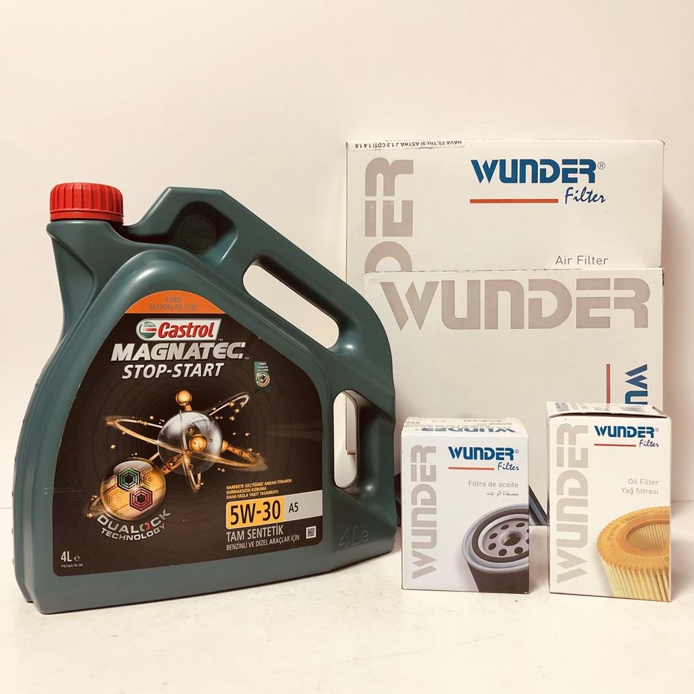 OPEL Astra J 1.3 2010 - 2019 Arası Dizel Bakım Set Castrol 5W30 Yağ Wunder Filtre