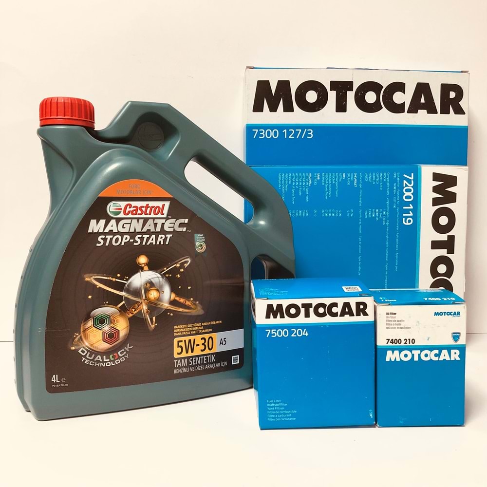 OPEL Astra J 1.6 2010 - 2019 Arası Benzinli Bakım Set Castrol 5W30 Yağ Motocar Filtre