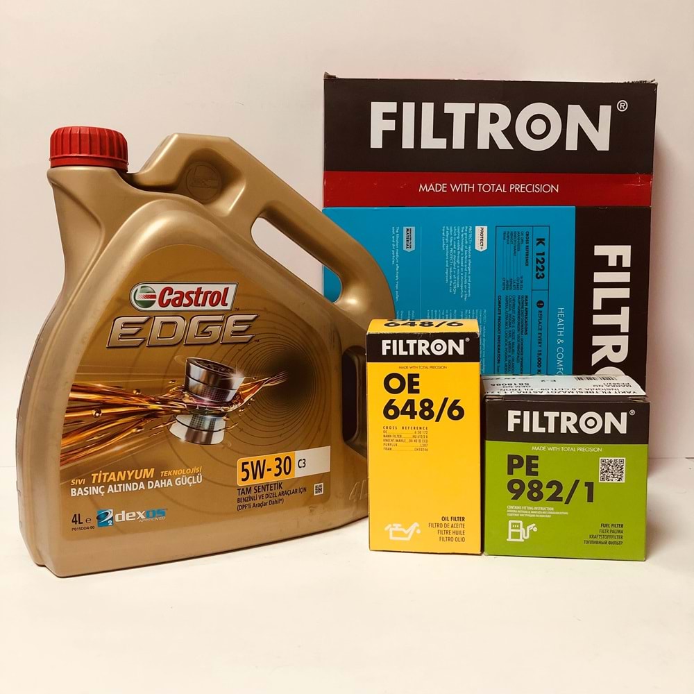 OPEL Astra J 1.6 2010 - 2019 Arası Dizel Bakım Set Castrol 5W30 Yağ Filtron Filtre