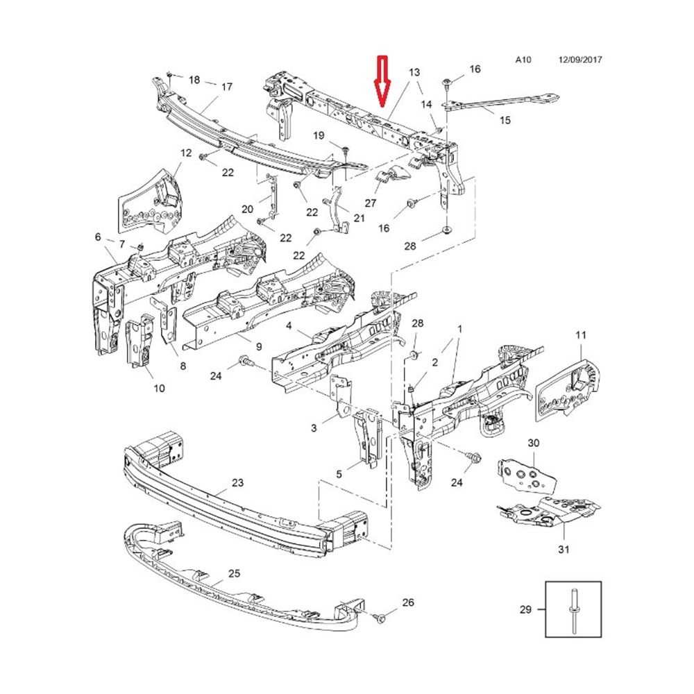 TRAVERS KOMPLE ASTRA K ÖN ÜST -GM- ( A10-13 )