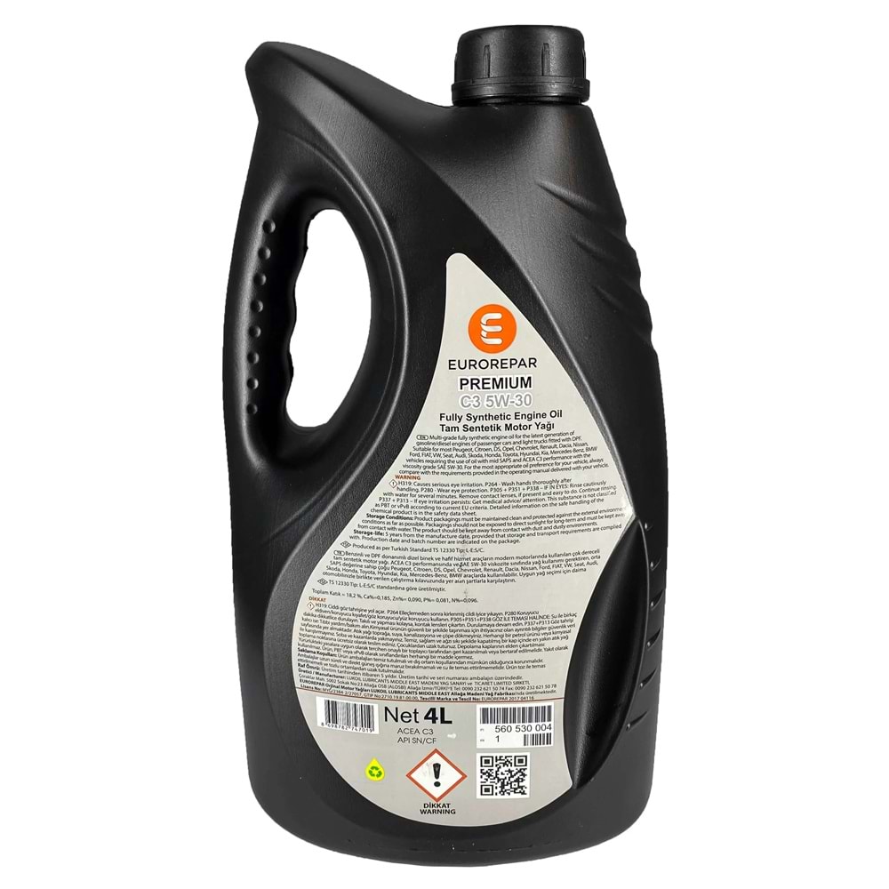 MOTOR YAĞI EUROREPAR 5W30 PREMIUM C3 4 LT -EUROREPAR-