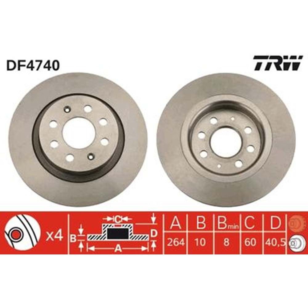 FREN DİSKİ CORSA E ADAM 264mm (ARKA) 13- -TRW-