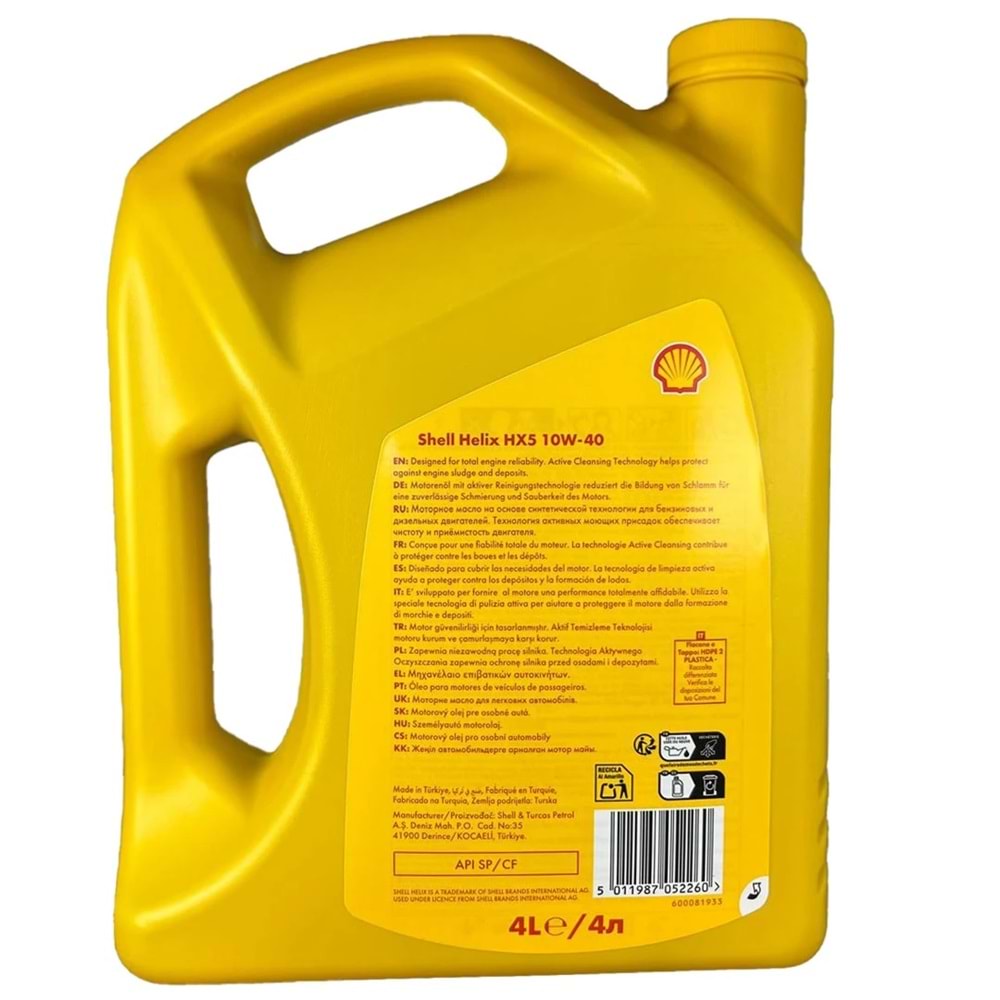 MOTOR YAĞI SHELL 10W40 HX5 4LT -SHELL-