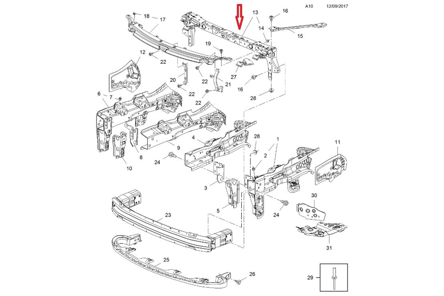 TRAVERS KOMPLE ASTRA K ÖN ÜST -GM- ( A10-13 )