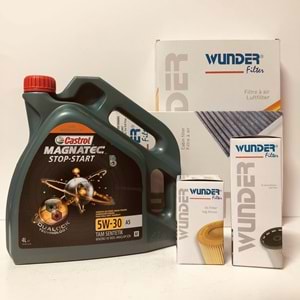 OPEL Astra H 1.6 2004 - 2014 Arası Benzin Bakım Set Castrol 5W30 Yağ Wunder Filtre
