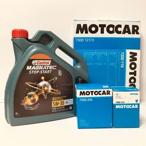 OPEL Astra J 1.6 2010 - 2019 Arası Benzinli Bakım Set Castrol 5W30 Yağ Motocar Filtre