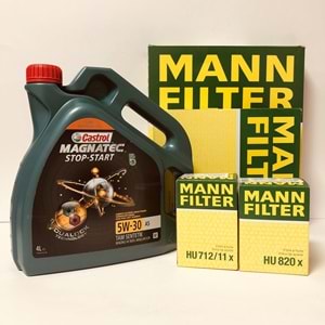 OPEL Astra J 1.6 2010 - 2019 Arası Benzinli Bakım Set Castrol 5W30 Yağ Mann Filtre