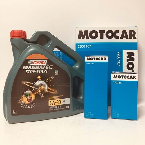 OPEL Astra H 1.6 2004 - 2014 Arası Benzin Bakım Set Castrol 5W30 Yağ Motocar Filtre
