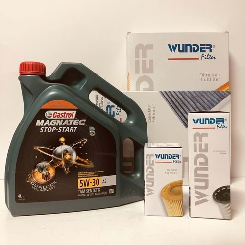 OPEL Astra H 1.6 2004 - 2014 Arası Benzin Bakım Set Castrol 5W30 Yağ Wunder Filtre