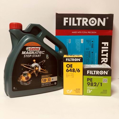 OPEL Astra J 1.6 2010 - 2019 Arası Benzinli Bakım Set Castrol 5W30 Yağ Filtron Filtre