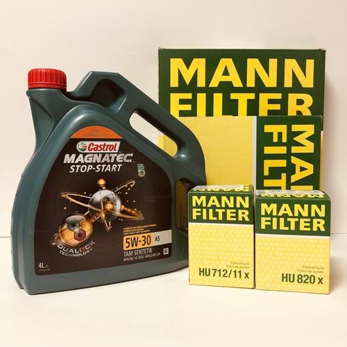 OPEL Astra J 1.6 2010 - 2019 Arası Benzinli Bakım Set Castrol 5W30 Yağ Mann Filtre