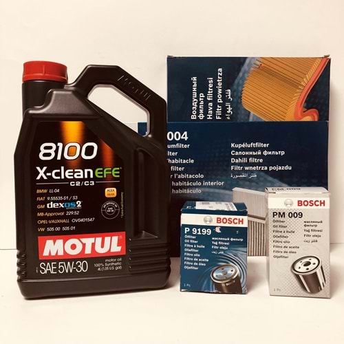 OPEL Astra J 1.6 2010 - 2019 Arası Dizel Bakım Set Motul 5W30 Yağ Bosch Filtre