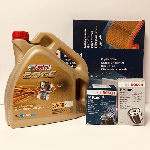 OPEL Astra J 1.6 2010 - 2019 Arası Dizel Bakım Set Castrol 5W30 Yağ Bosch Filtre