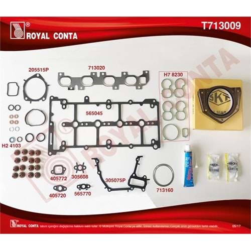 TAKIM CONTA EURO 5 SKT KEÇELI +SUBAP LASTIKLI (SKC SIZ) EGEA/DOBLO/FIORINO/500/ASTRA J 12- ROYAL