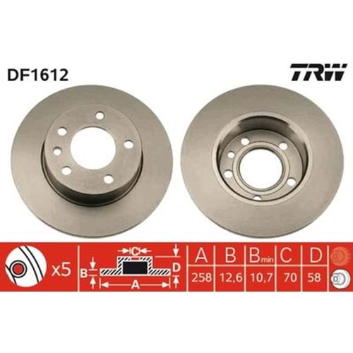 FREN DİSKİ OMEGA A 258mm ( ÖN ) 86-94 -TRW-